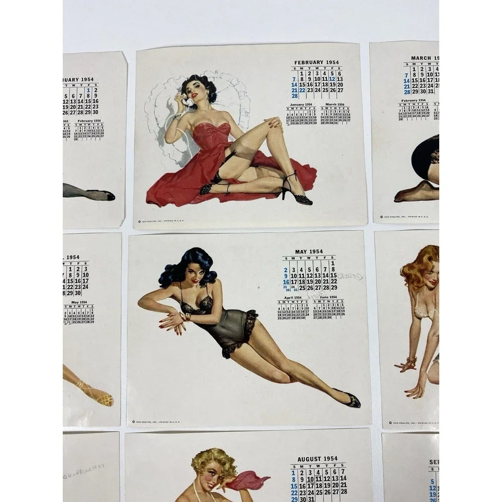 1954 Esquire Magazine Desktop Pinup Calendar Holder ~ 12 Months